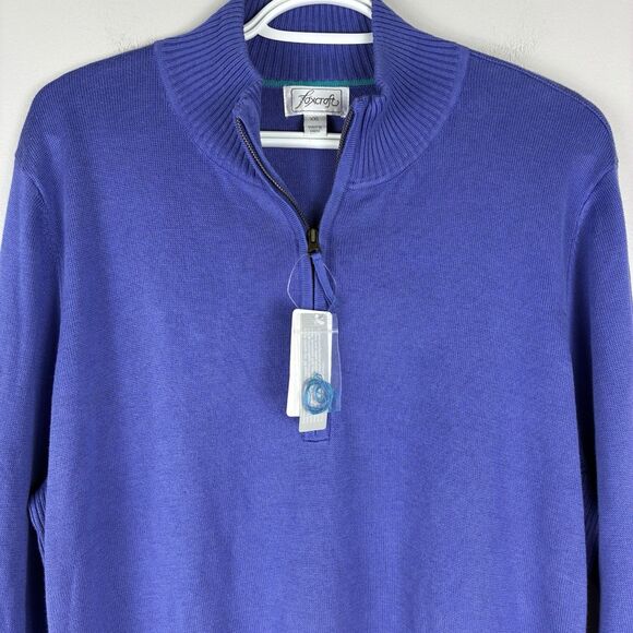 Foxcroft Pullover Half zip Sweater Woman’s XXL Supima Cotton Blue NWT Preppy - Picture 3 of 8